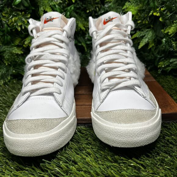 NIKE BLAZER Men 11.5 Mid 77 Custom White Leather Sneakers BQ6806-101 Unique 1493 - Picture 8 of 14